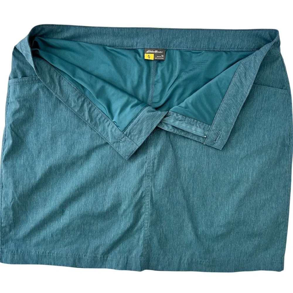 EDDIE BAUER Women’s Horizon Active Skort Teal Green Zip Pockets Moisture-wick L‎ - Picture 3 of 10